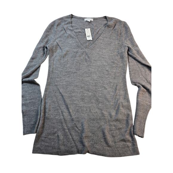 NWT NY&C split neck grey knit tunic sweater size M medium minimalist winter gray - Picture 4 of 8